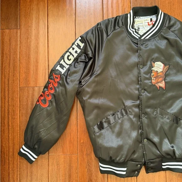 The Laundry Room Coors Light Beer Wolf Varsity Jacket - Black,Bomber Jacket - Picture 4 of 16
